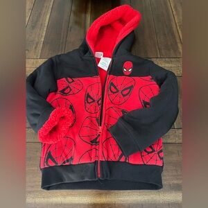 Marvel Spider-Man Kids Sherpa Hoodie - Red and Black SZ 7